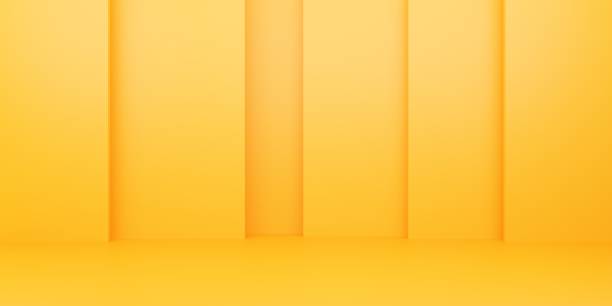 istock 3d rendering of empty yellow orange abstract minimal background. Scene for advertising design, cosmetic ads, show, technology, food, banner, cream, fashion, kid, luxury. Illustration. Product display 1310934570