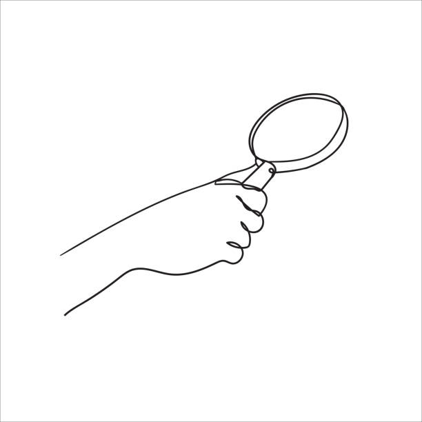 hand drawing doodle hand holding of magnifying glass illustration hand drawing doodle hand holding of magnifying glass illustration photographic enlarger stock illustrations