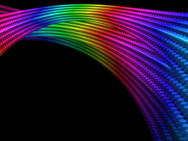 Abstract rainbow colored digital fractal art illustration, space sci-fi string effect