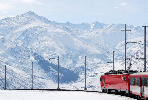 istock Train on the way on the Oberalppass 1310937874