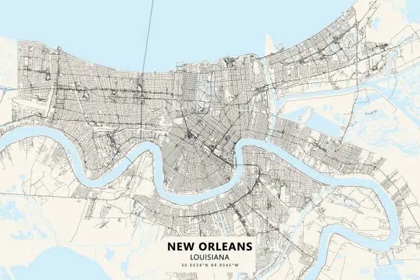 Vector illustration of New Orleans, Louisiana USA Vector Map
