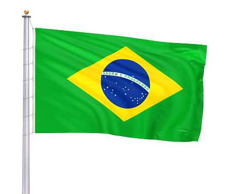 3d render Brazil flag (clipping path and isolated on white)