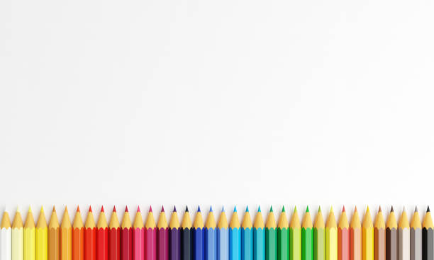 istock Colored pencils with copy space background. Multi-Colors pencils on white background. Education learning in art class and Back to school concept. 3D illustration rendering 1310943691