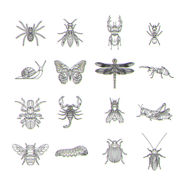 ilustrações de stock, clip art, desenhos animados e ícones de glitch effect insects logos vector animal illustration - escorpião aracnídeo