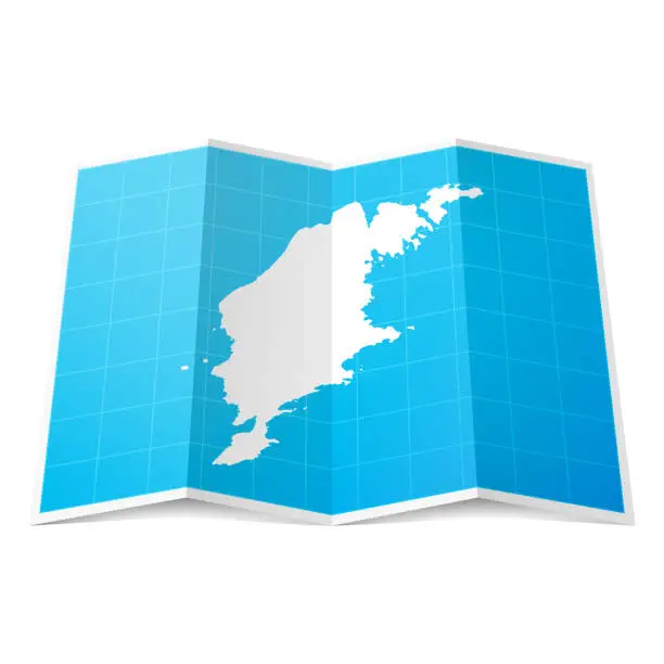 Vector illustration of Gotland map folded, isolated on white background