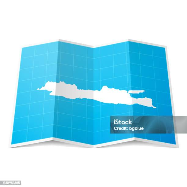 Empty Map Java Java Map Folded Isolated On White Background Stock Illustration ...