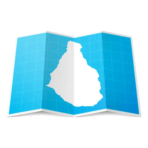 Vector illustration of Montserrat map folded, isolated on white background