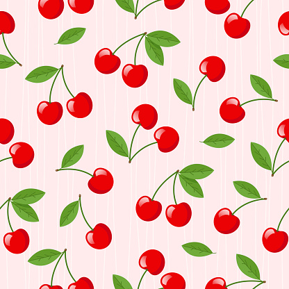 Cherry vector seamless pattern