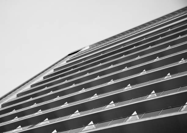 istock Black and white architecture building wall design minimalism style. 1310962416
