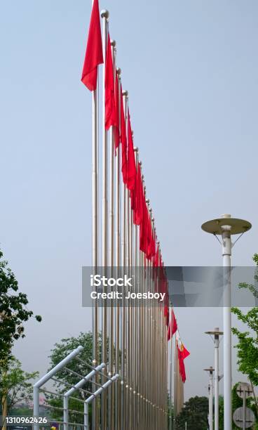 Chinese Flag Array Stock Photo - Download Image Now - Backgrounds, Blue, Blue Background