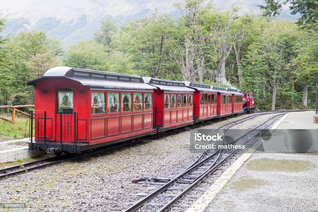 Tourist steam train in National Park Tierra del Fuego, Argentina Argentina Stock Photo