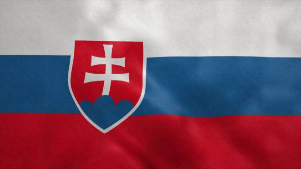 bandeira nacional da eslováquia soprando ao vento. renderização 3d - slovak flag - fotografias e filmes do acervo