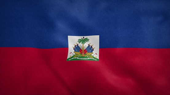 National flag of Haiti blowing in the wind. 3d rendering.