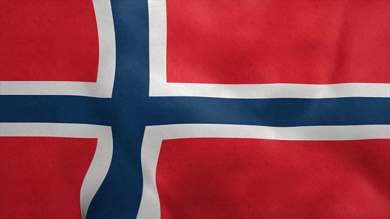 National flag of Norway blowing in the wind. 3d rendering.