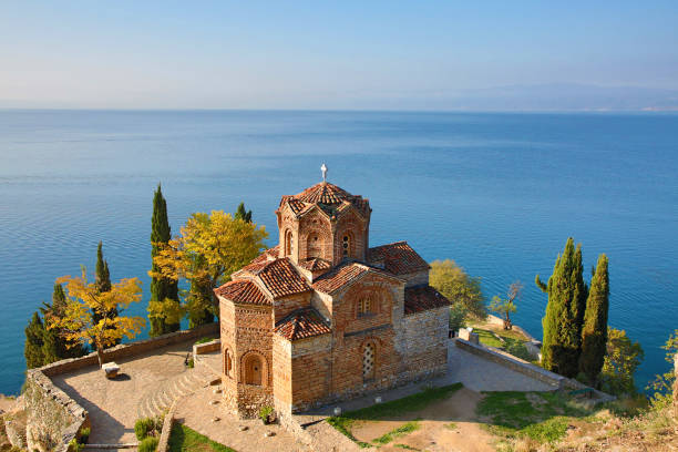 Church of Saint John on the Lake Ohrid, in Ohrid, Macedonia Church dedicated to Saint John at the Lake Ohrid in the old town Ohrid, North Macedonia north macedonia stock pictures, royalty-free photos & images