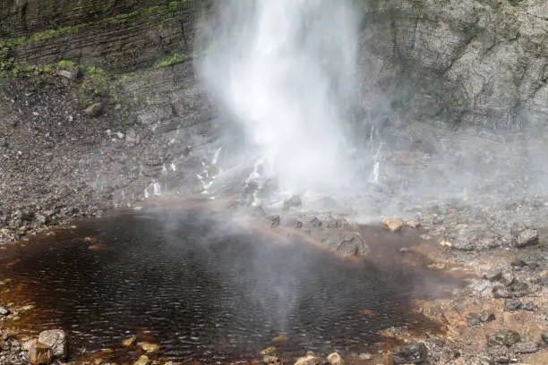 Detail of Catarata del Gocta waterfall in northern Peru