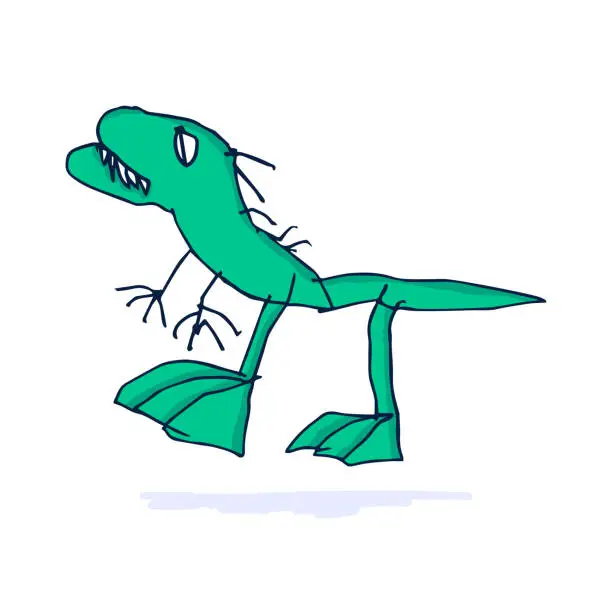 Vector illustration of Child Drawing Dinosaur Illustration