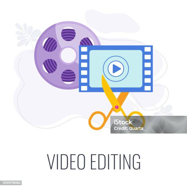 Video Editing Icon Scissors Cut Film Montage Stock Illustration - Download  Image Now - Editing Equipment, Icon, Cartoon - iStock