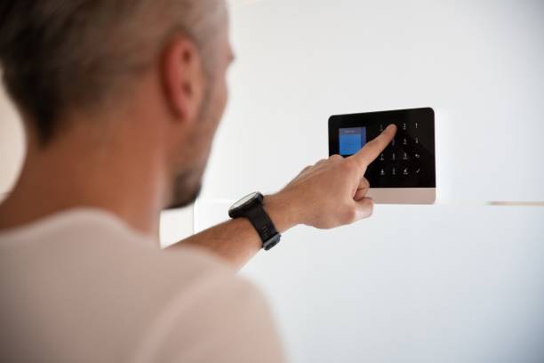 istock Touchpanel to activate the alarm. Burglary protection. 1310978873
