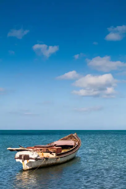 Fishing boat in a village Cabo de la Vela located on La Guajira peninsula, Colombia