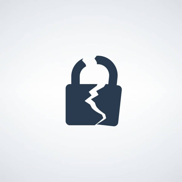 illustrazioni stock, clip art, cartoni animati e icone di tendenza di icona di blocco rotta o incrinato. illustrazione vettoriale isolata su sfondo bianco. icona sblocca. - padlock lock security system security