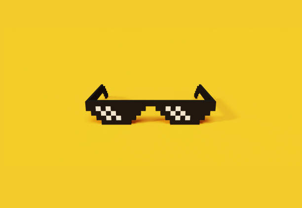 thug life meme okulary pixel art nowoczesny ikoniczny obiekt 3d. - cool glasses sunglasses fashion zdjęcia i obrazy z banku zdjęć