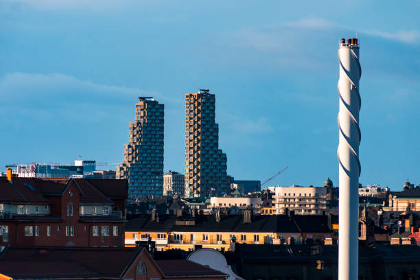 Stockholm, Sweden  The city skyline with the Norra tornen towers in the distance.