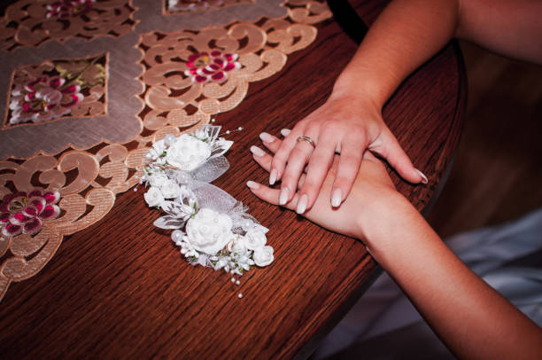 istock Wedding bonbongerie and brides hand on the table 1310986576
