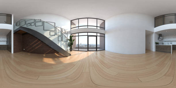 istock 360 panorana of empty modern interior room 3D rendering 1310990765