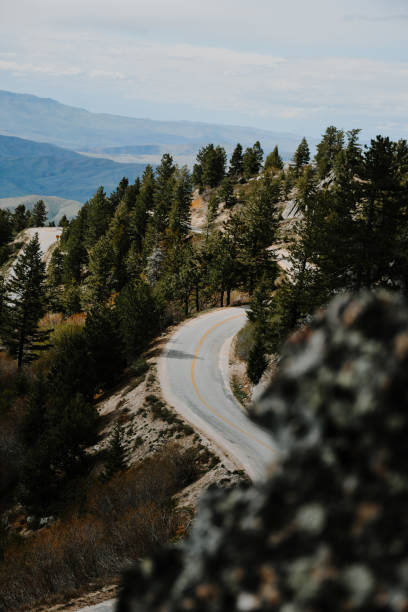 Old road winding road through the mountains and hills