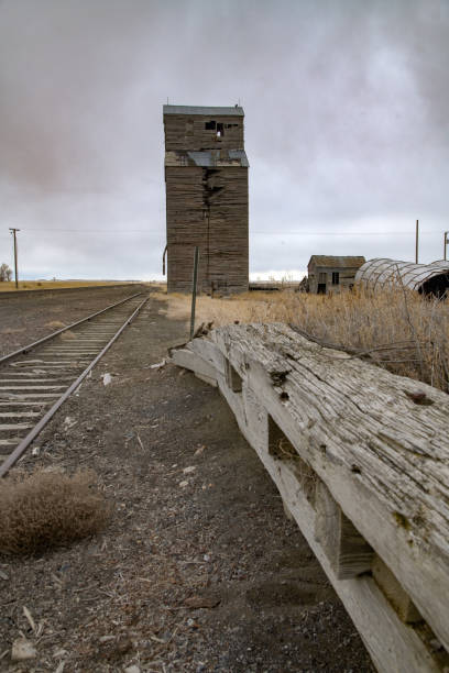 istock Old, obsolete and no longer used wooden grain storage 1310994539