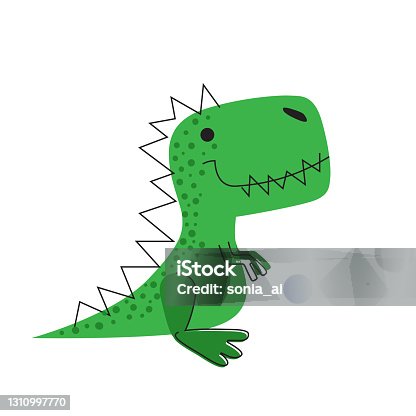 istock Cute dinosaur. Dino drawn vector for kids fashion 1310997770