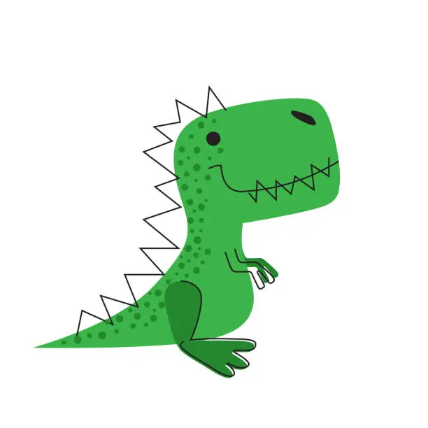 Vector illustration of Cute dinosaur. Dino drawn vector for kids fashion