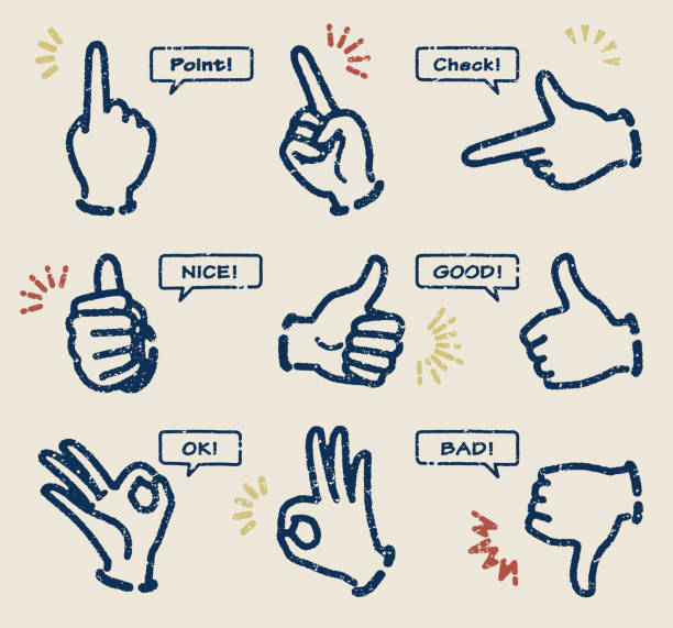 Icon sets of various hand gestures (Stamp-style) Icon sets of various hand gestures (Stamp-style) hand stamp stock illustrations