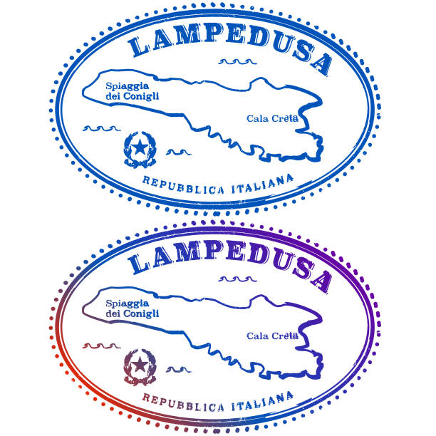 illustrations, cliparts, dessins animés et icônes de lampedusa italie vintage travel stamp - lampedusa