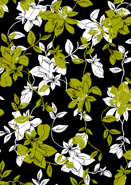 nahtlose blumen textur muster, floralen effekt druck. - flower backdrop nature leaf stock-grafiken, -clipart, -cartoons und -symbole