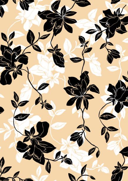 ilustrações, clipart, desenhos animados e ícones de padrão de textura de flores sem emenda, impressão de efeito floral. - flower backdrop nature leaf