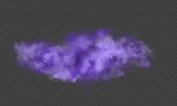 Purple dust. Abstract blurry smoke with purple particles. Violet smoke or dust isolated on transparent background. Abstract mystical gas. Vector illustration vector art illustration