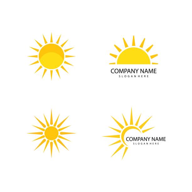 태양 일러스트 로고 - river wave symbol sun stock illustrations