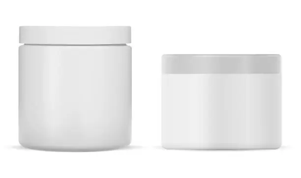 Vector illustration of White plastic cream jar. Cosmetic cream package