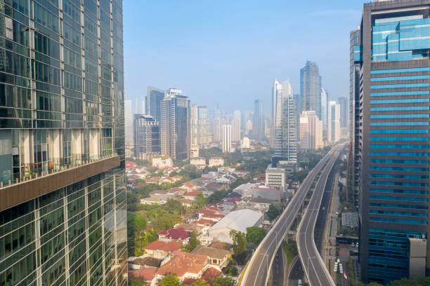 istock Beautiful Jakarta downtown with quiet overpass road 1311024045