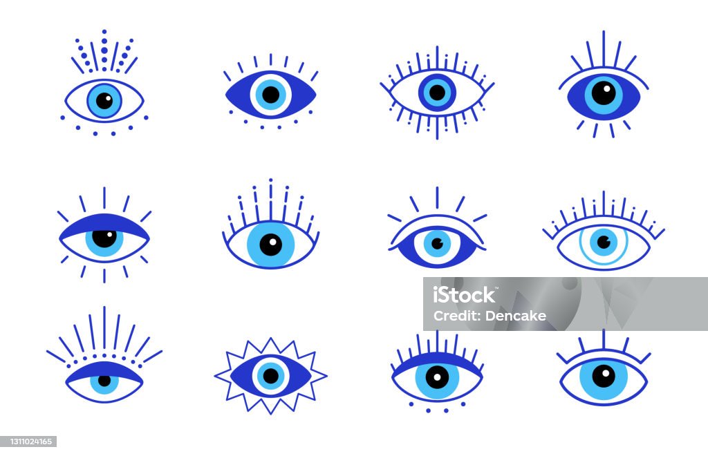 Olho do mal azul, vetor 200 símbolo de olhos, ilustração de estoque - Vetor de Mau-olhado royalty-free