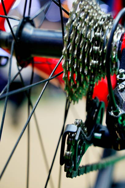 istock Rear wheel and chain in a mountain bike 1311026700