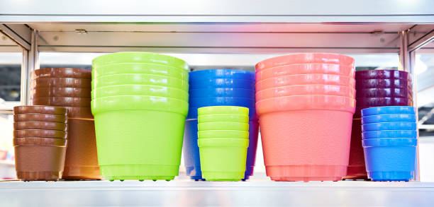 istock Plastic plant pots in store 1311027314