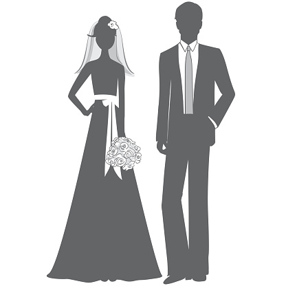 Bride and groom wedding illustration
