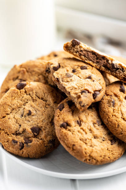 istock Tasty biscuits with chocolate. Sweet chocolate cookies 1311042072