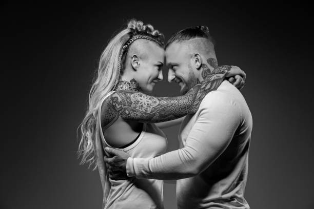 Viking couple in studio shot