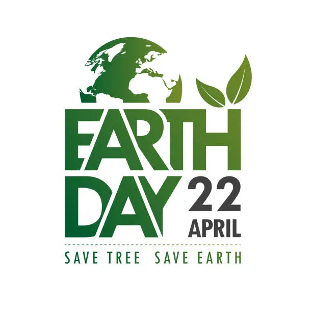 Vector illustration of Happy Earth Day Text Illustration