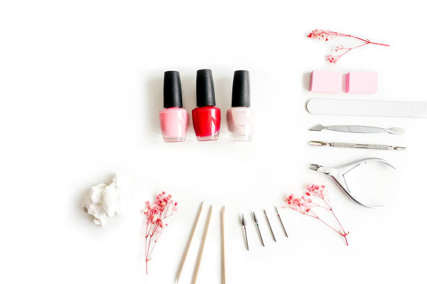 istock Tools of manicure set on white background. 1311048912
