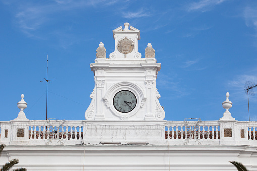 Llerena City Hall facade top. Extremadura, Spain
